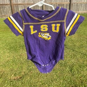LSU purple and gold short sleeve one piece 12-18 months Colosseum GUC